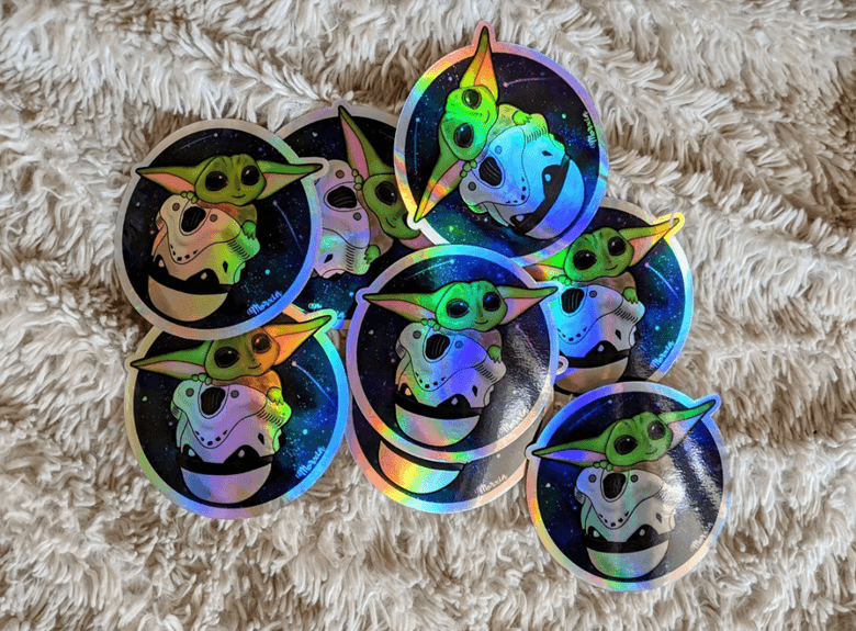 🌌 Stickers Holographiques Bébé Yoda (Grogu)